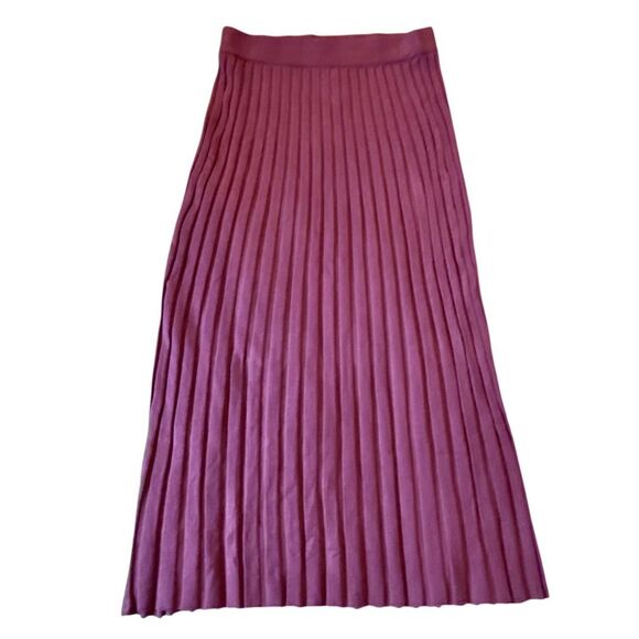 A New Day burgundy knit accordion pleat midi skirt size M - Picture 7 of 8